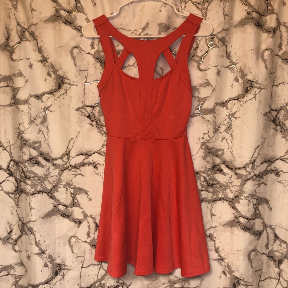 Cage neck mini dress